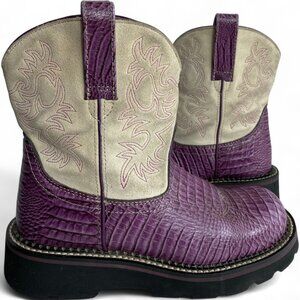 Ariat Leather Purple Ivory Fatbaby Western Cowgirl Cowboy Boots Women's 7.5 B